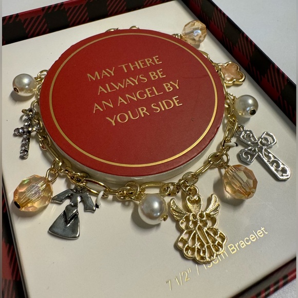 “MAY THERE ALWAYS BE AN ANGEL BY YOUR SIDE”CHARM BRACELET - Picture 1 of 15